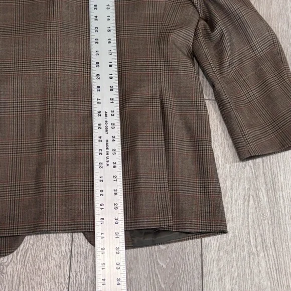 John W Nordstrom Mens 44R Blazer Sport Coat Brown LORO PIANA Wool Plaid Jacket - Picture 7 of 10
